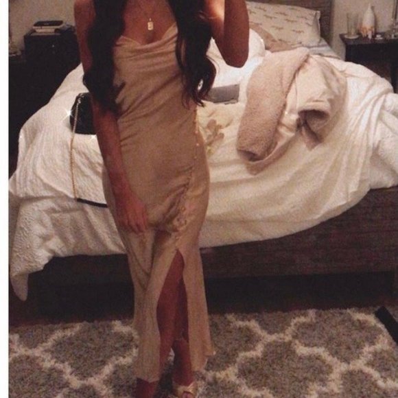 Silk Maxi Fitted Dress - Picture 3 of 3